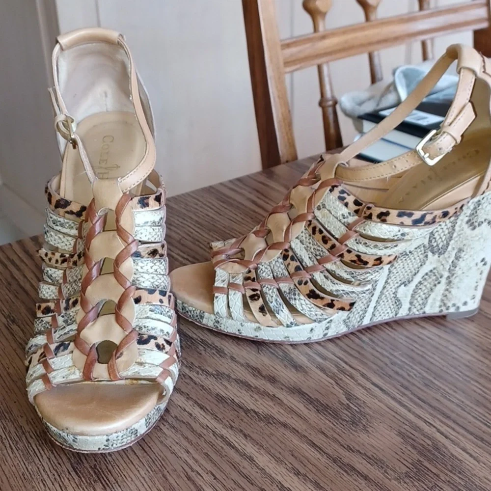 Cole Haan Air women’s Leather Animal Snakeskin print Wedge Sandal, 4.5